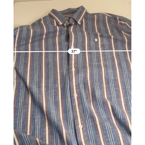 L.L. Bean Men's XL-Tall Blue Button Down Cotton Striped Shirt Traditional FIt - Picture 9 of 10